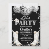 Laten we feest disco bal laarzen Verjaardagsfeestj Kaart (Voorkant)