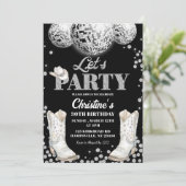 Laten we feest disco bal laarzen Verjaardagsfeestj Kaart (Staand voorkant)