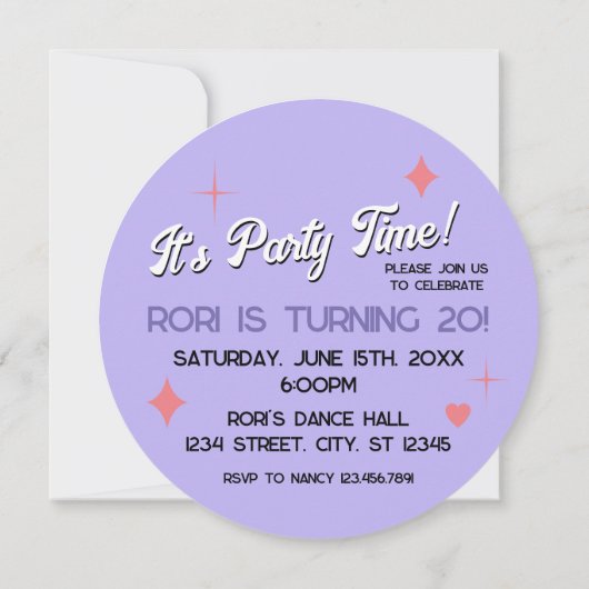 Laten we feest Disco Bal Verjaardagsuitnodiging Kaart (Achterkant)