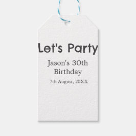 Laten we feest gelukkige 30e verjaardag eenvoudige cadeaulabel