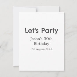 Laten we feest gelukkige 30e verjaardag eenvoudige notitiekaartje