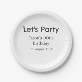Laten we feest gelukkige 30e verjaardag eenvoudige papieren bordje