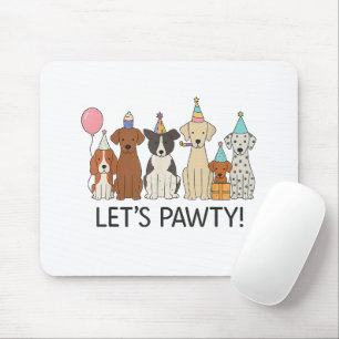 Laten we feest geven Cute Honden Feest Viering Hon Muismat