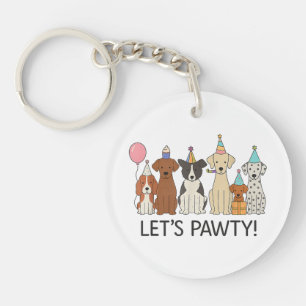 Laten we feest geven Cute Honden Feest Viering Hon Sleutelhanger