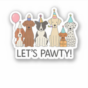 Laten we feest geven Cute Honden Feest Viering Hon Sticker