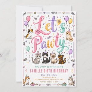 Laten we feest geven Cute Watercolor Kat Verjaarda Kaart