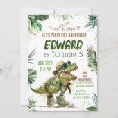 Laten we feest houden als een Dinosaur Cool T-Rex Kaart (Voorkant)