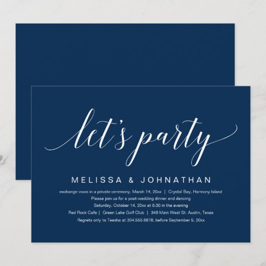 Laten we feest houden, weddenschap-feest kaart (Voorkant / Achterkant)