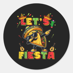 Laten we feest Taco Cinco De Mayo Jongens Mannen K Ronde Sticker