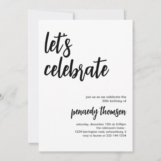 Laten we Feest Uitnodiging Bewerkbare Sjabloon Vie (Voorkant)