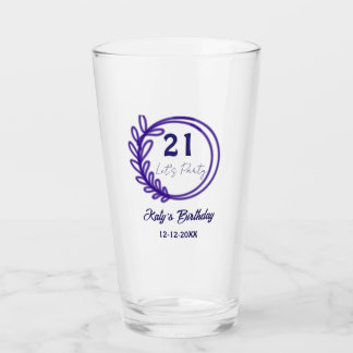 Laten we feest vieren 21ste verjaardag naam PURPER Glas