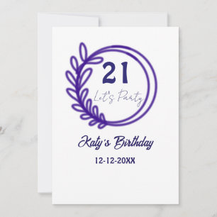 Laten we feest vieren 21ste verjaardag naam PURPER Kaart