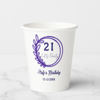 Laten we feest vieren 21ste verjaardag naam PURPER Papieren Bekers