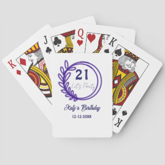 Laten we feest vieren 21ste verjaardag naam PURPER Pokerkaarten