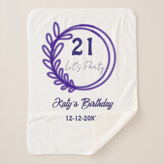 Laten we feest vieren 21ste verjaardag naam PURPER Sherpa Deken