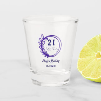 Laten we feest vieren 21ste verjaardag naam PURPER Shot Glas
