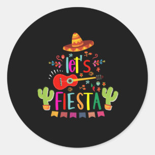 Laten we feest vieren Cinco De Mayo Gitaar Grappig Ronde Sticker