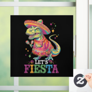 Laten we feest vieren Cinco De Mayo T Rex Dinosaur Raamsticker