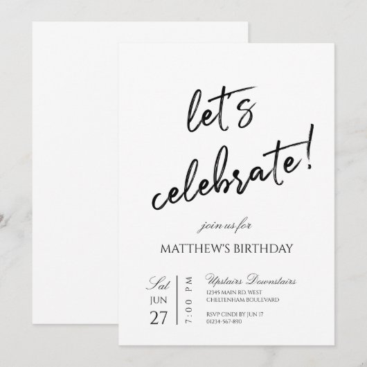 Laten we feest vieren kaart (Voorkant / Achterkant)