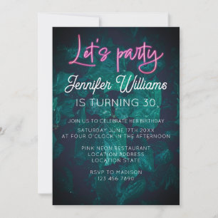 Laten we feest vieren met hete roze neon script bl kaart