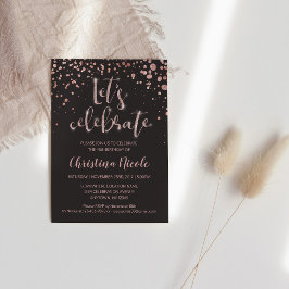 "Laten we feest vieren" Roze Goud & Grijs Glitter  Kaart