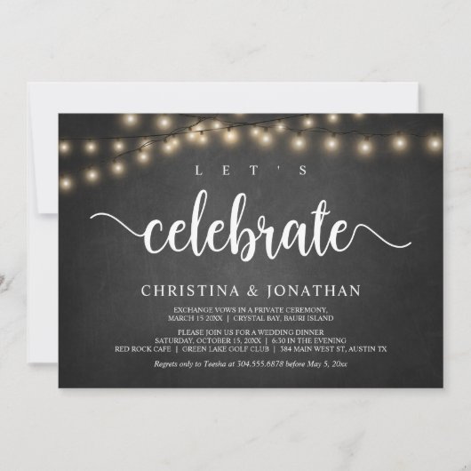 Laten we feest vieren, Rustic Wedding Elopement Ui Kaart (Voorkant)