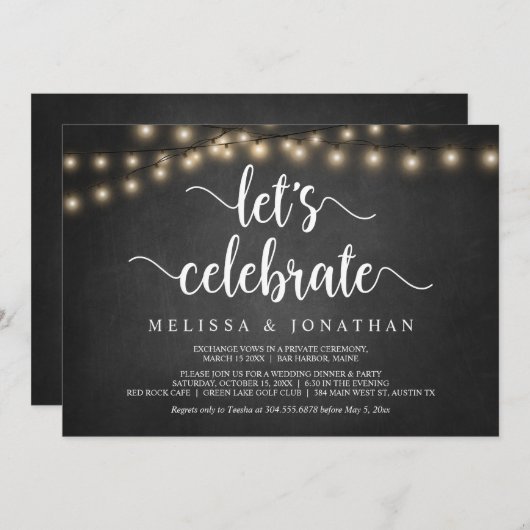 Laten we feest vieren, Rustic Wood, Trouw Elopemen Kaart (Voorkant / Achterkant)