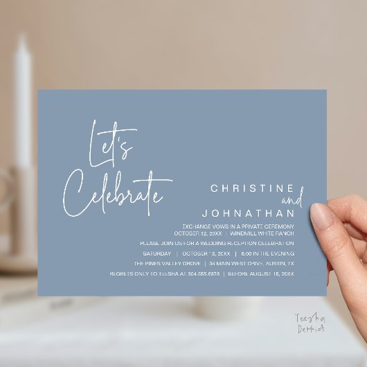 Laten we feest vieren, Trouw Elopement Dinerfeest Kaart