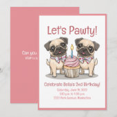Laten we feest vieren Verjaardag Pug Honden Cupcak Kaart (Voorkant / Achterkant)