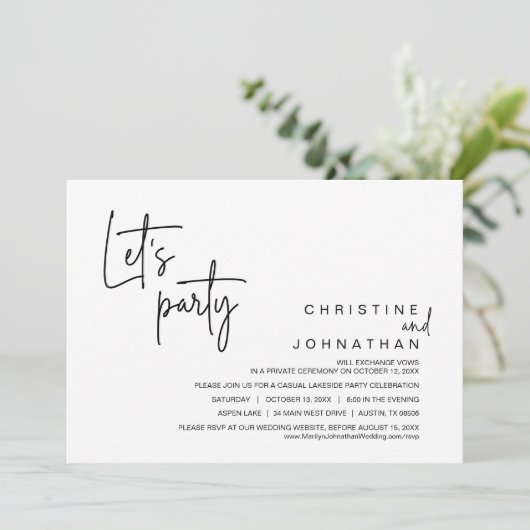 Laten we feest vieren, weddenschap-uittredingsfees kaart (Staand voorkant)