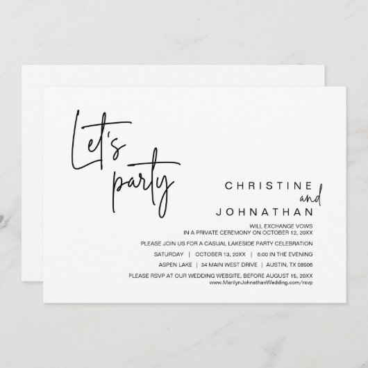 Laten we feest vieren, weddenschap-uittredingsfees kaart (Voorkant / Achterkant)