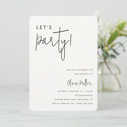 Laten we feestdag minimalistische feestdag houden kaart (Staand voorkant)