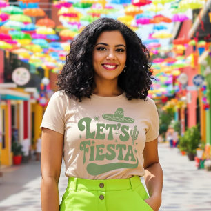 Laten we Feestelijk Groovy Hoed Cacti Feest T-shirt