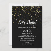 Laten we feestelijke Confetti op Black New Year's  Kaart (Voorkant)