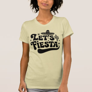 Laten we Feestelijke Groovy Viering Sombrero Cactu T-shirt