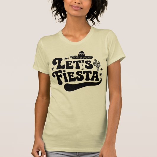 Laten we Feestelijke Groovy Viering Sombrero Cactu T-shirt (Voorkant)