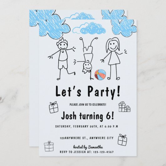 Laten we feestelijke uitnodigingen houden voor kin (Voorkant / Achterkant)