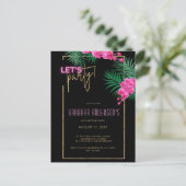 Laten we feestelijke zwarte gouden neon tropische  briefkaart (Staand voorkant)