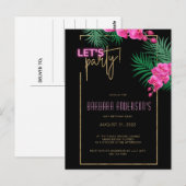 Laten we feestelijke zwarte gouden neon tropische  briefkaart (Voorkant / Achterkant)