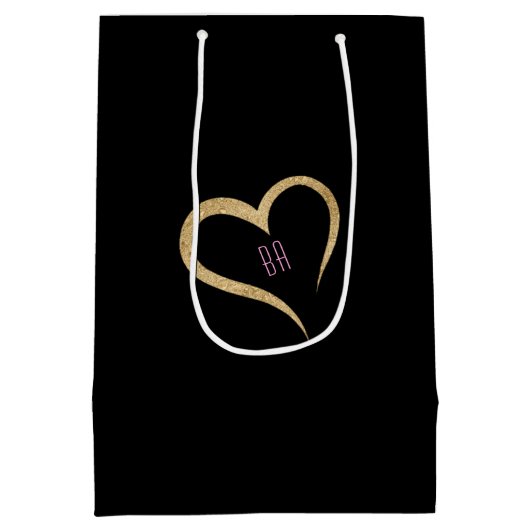 Laten we feestelijke zwarte gouden neon tropische  medium cadeauzakje (Achterkant)