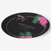 Laten we feestelijke zwarte gouden neon tropische papieren bordje (Gekanteld)