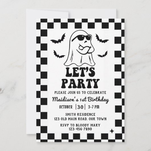 Laten we feesten 1e verjaardag Halloween Party Kaart (Voorkant)