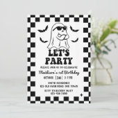 Laten we feesten 1e verjaardag Halloween Party Kaart (Staand voorkant)