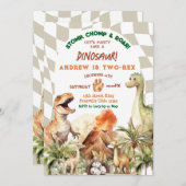 Laten we feesten als de verjaardag van de dinosaur kaart (Voorkant / Achterkant)