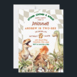 Laten we feesten als de verjaardag van de dinosaur kaart<br><div class="desc">Let's Party Like Dinosaur  Boy's Birthday Invitation Elegant Dinosaur Dino Dig Boy T-Rex Birthday Party Invitation Christmas Dinosaur Birthday Party Invitation Christmas Dinosaur Stomp Chomp Roar Verjaardagstekst kan voor elke gelegenheid worden gewijzigd</div>