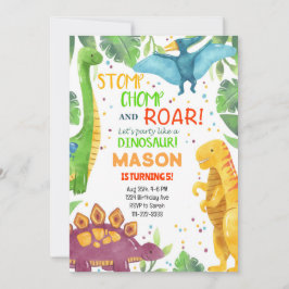 Laten we feesten als een dinosaurus verjaardag uit kaart