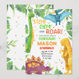 Laten we feesten als een dinosaurus verjaardag uit kaart