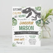 Laten we feesten als een dinosaurus verjaardag uit kaart (Staand voorkant)