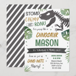 Laten we feesten als een dinosaurus verjaardag uit kaart