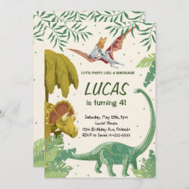 Laten we feesten als een dinosaurus verjaardag uit kaart